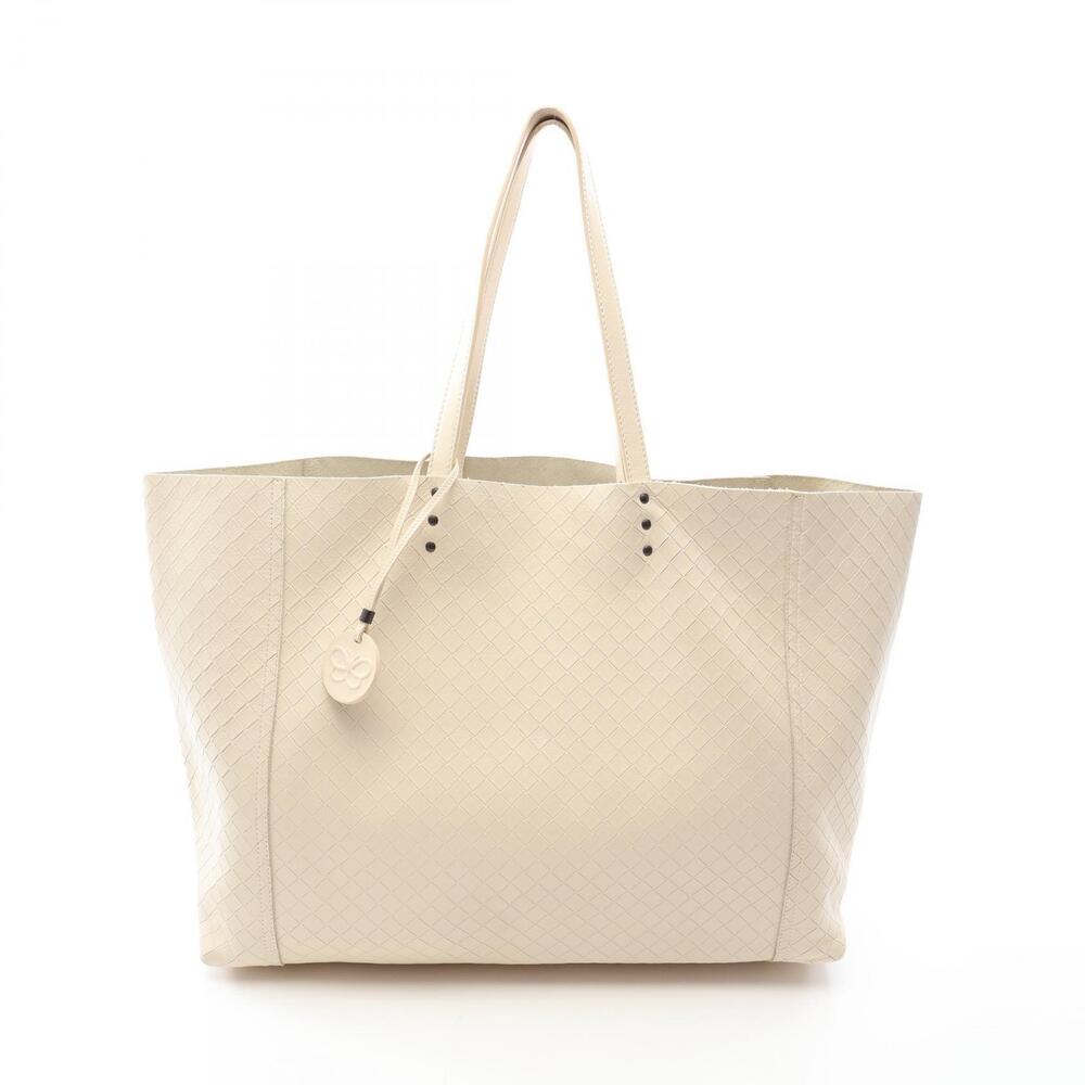 Bottega Veneta Intrecciato Mirage Papillon Tote Bag Leather Ivory White